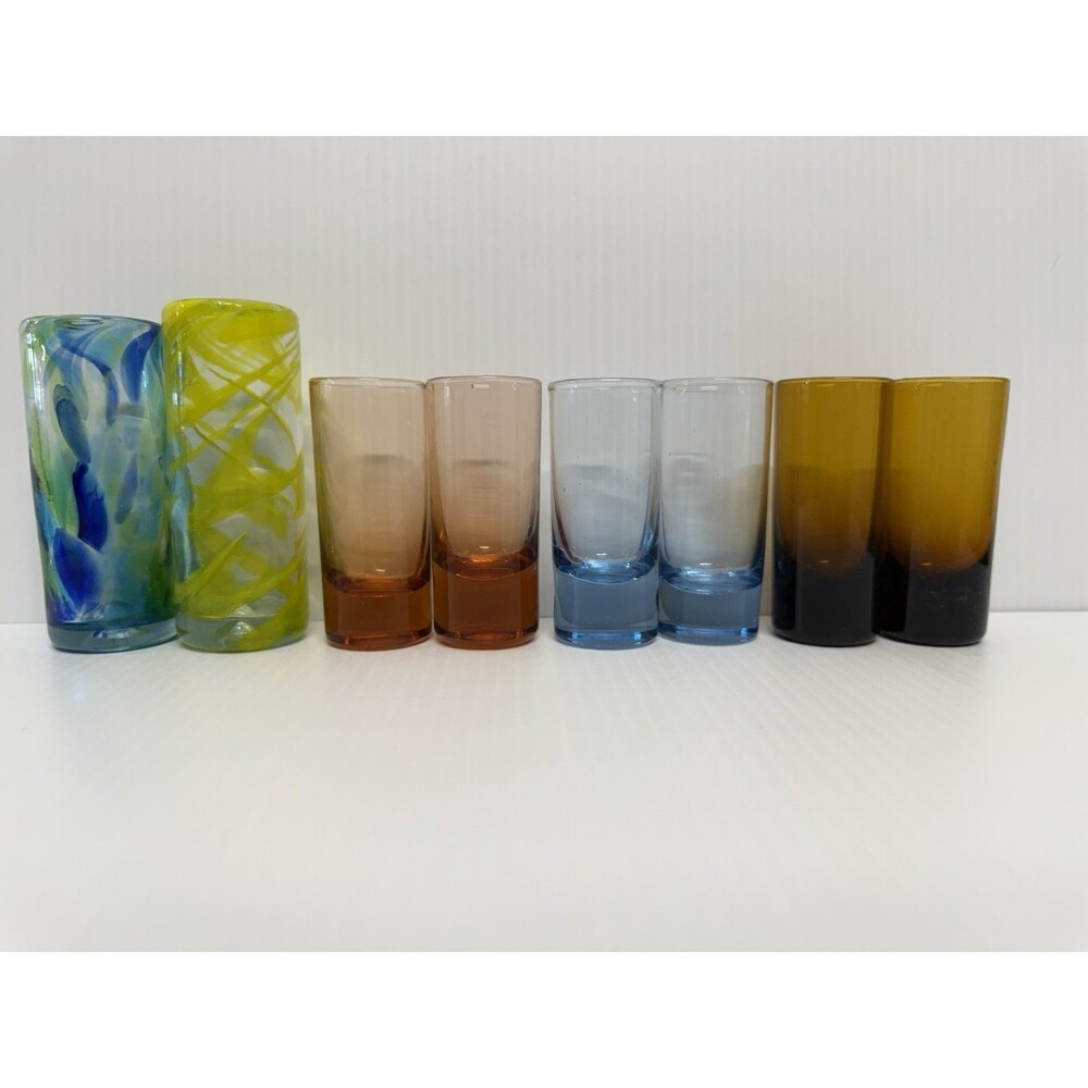 Vintage Colored Shot Glasses Lot Of 8
